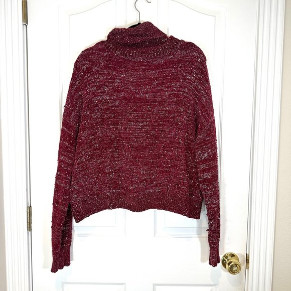 Plush Red Cowl Neck Short/Cropped Sweater XXL - Picture 2 of 8